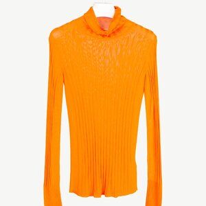 Hope Shape Orange Ribbed Turtleneck Sweater